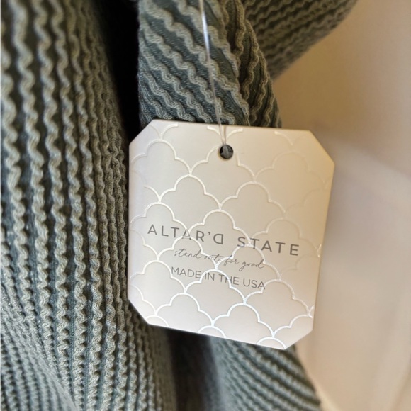 *NWT* Altar'd State Women Medium Green Stretch Waffle Knit Minimalist Boho, XXL - Picture 4 of 9